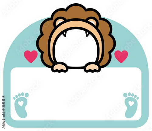 Cute Lion Costume Name Tag Template for Baby Showers or Kids Events