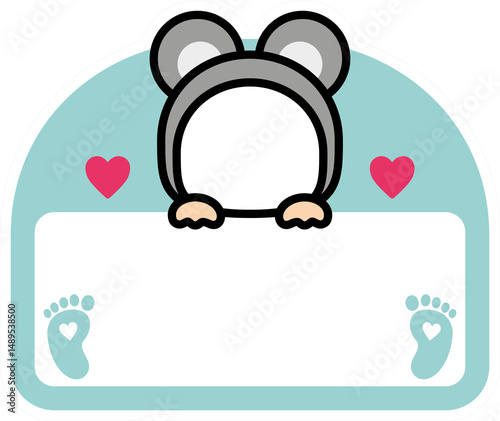 Cute Mouse Costume Name Tag Template for Baby Showers or Kids Events