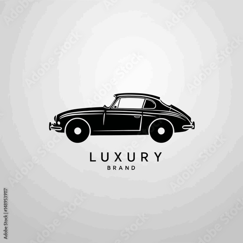Black Classic Car Silhouette on White Background
