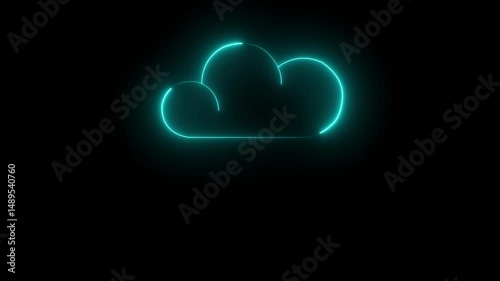cyan line dollar cloud mining icon isolated on black background. cloud icon symbolize cloud financial planning, highlighting cost management and budgeting.
