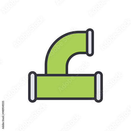 Lime Green Water Pipe Vector Design With Rounded Corner Joint