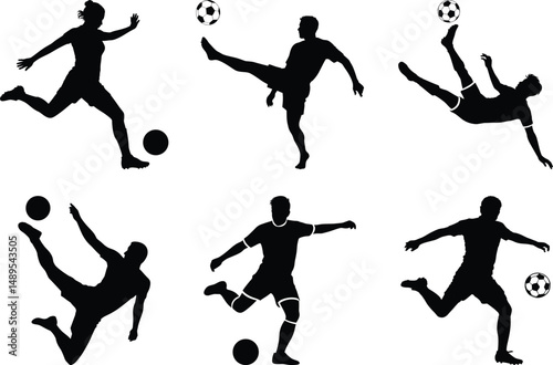 Wallpaper Mural Dynamic Soccer Player Silhouette, Action Kick Pose Vector. Football Silhouette Collection, Kicks, Goals & Dribbles, Soccer Match, trikers, Goalkeepers & Fans, Retro Soccer, Running, Passing & Shooting Torontodigital.ca