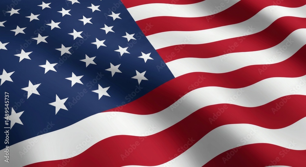 Fototapeta premium Vibrant American Flag Waving Proudly Displaying Patriotism and Heritage