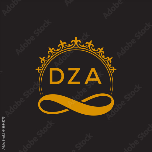 Initial DZA Letter Linked Logo for business and company identity. Modern DZA Letter Logo Vector Template with modern trendy golden logo.
