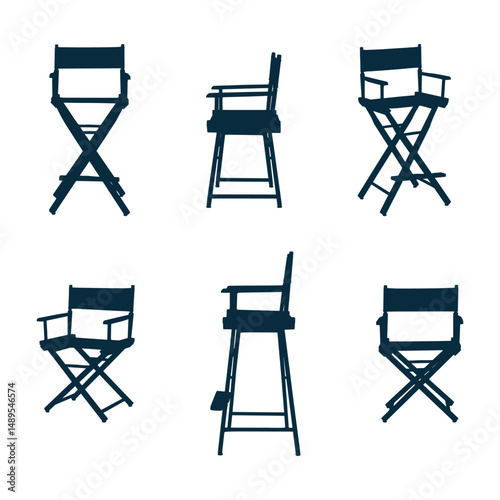 Set Directors Movie Chair Silhouette Dark Blue