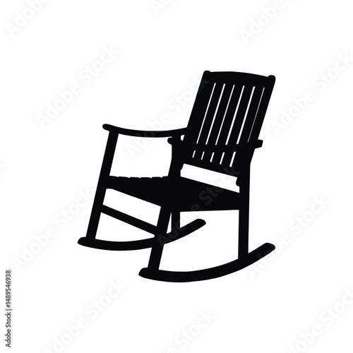 Black Wood Lounge Chair Silhouette Vector