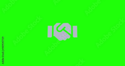 Handshake Icon Animation - Partnership and Collaboration Concept in Green Screen Background. Animation motion graphic with chroma green screen clip template 4k