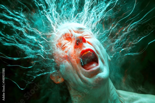 Silent struggle. Chronic pain - cause of depression: abstract image of mental state. Deep emotions. Dealing with emotions. Metaphorical chronic pain emotions of a loss of pleasure or interest.