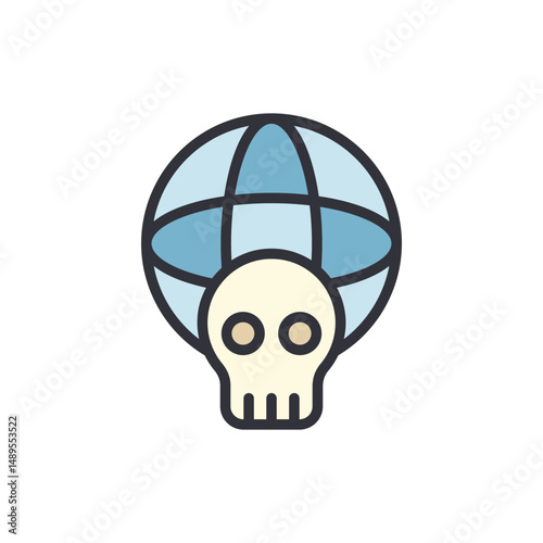 Global Threat Icon Depicting Worldwide Danger And Cyber Attacks