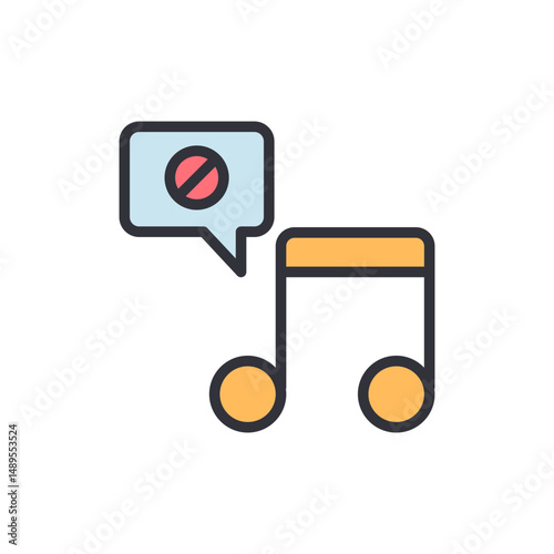 Mute Music Symbol Representing The Prohibition Or Restriction Of Sound