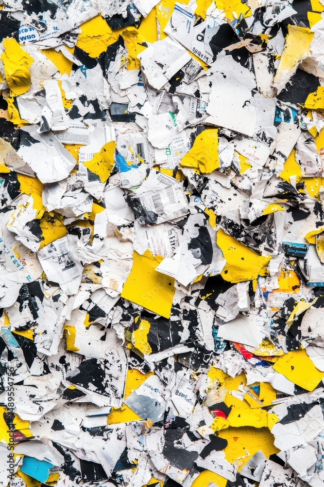 Fototapeta premium Colorful Abstract Background of Torn Paper Layers on Yellow Surface
