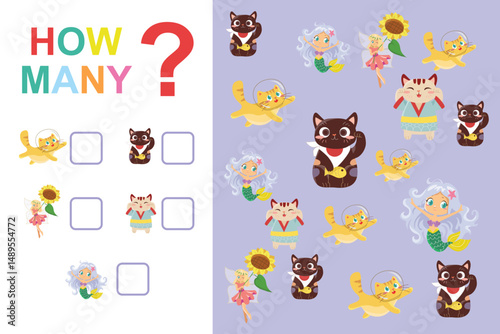 Printable count and write activity. How many worksheets. Educational Mathematic worksheet for kids. 