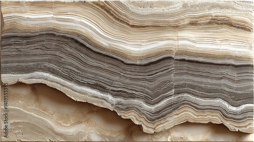 the image features a horizontal slab of striated mineral material