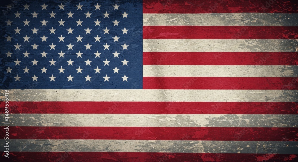 Fototapeta premium Distressed United States Flag, Grunge Texture with Red, White, and Blue