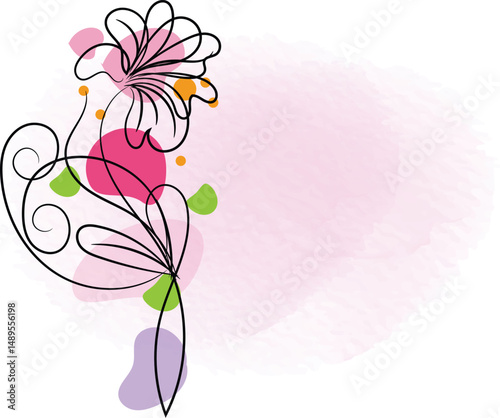 Abstract Floral Design with Watercolor Background for Branding