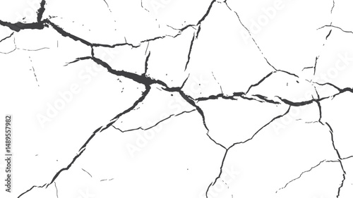 Cracked earth sketch texture in high quality. Dry soil and desert look for vector use. Concrete wall pattern on transparent white layout.