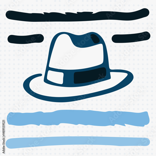 Classic Black Fedora & Cowboy Hat – Stylish Headwear Accessories Vector Illustrations

