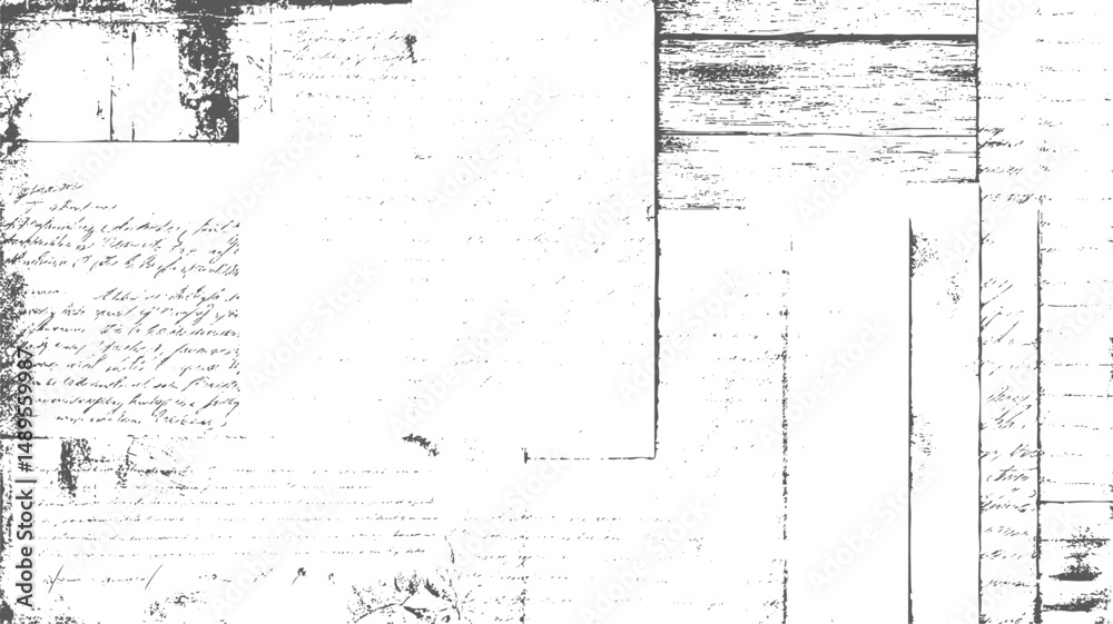 Fototapeta premium Newspaper grunge background in vintage texture style. Vector sketch dust elements in aged paper layout. Classic black and white grunge for old print.
