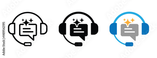 Customer service using ai. Contact support icon for app and website. Transparent png and vector illustration.