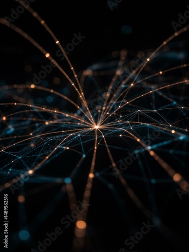 Abstract lines in geometric pattern against dark background.