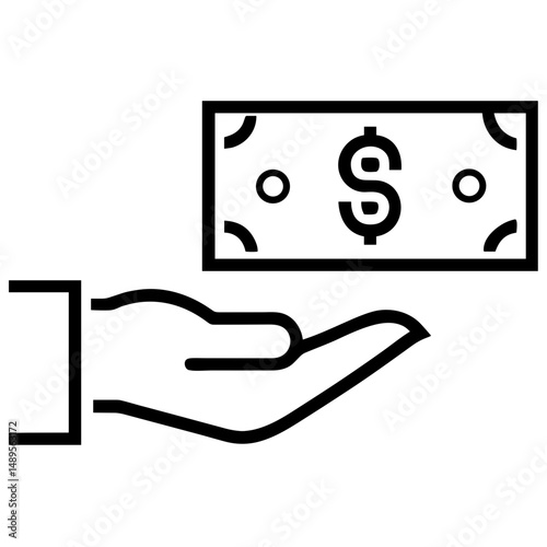 Cash Payment Hand Icon for Financial Applications, E-commerce Checkout Pages, and Money Transaction Websites