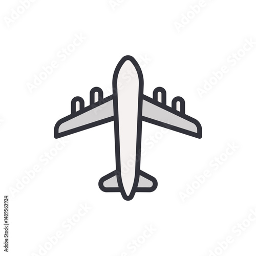 Modern Flat Illustration Of Passenger Airplane Isolated On Transparent
