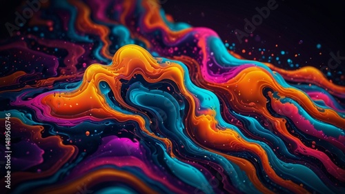 Liquid Abstract Pattern Neon Light Graphics Color