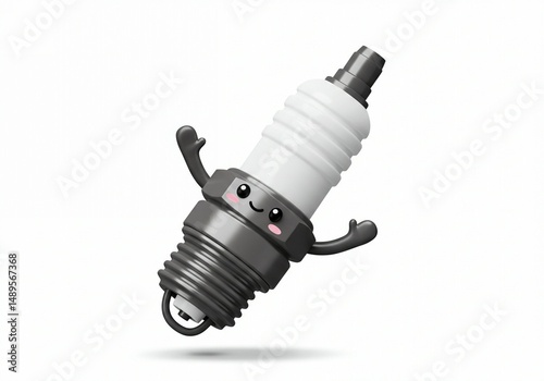 Cute 3D Spark Plug Illustration