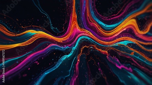 Liquid Abstract Pattern Neon Light Graphics Color