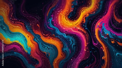 Liquid Abstract Pattern Neon Light Graphics Color