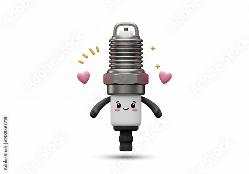 Cute 3D Spark Plug Illustration