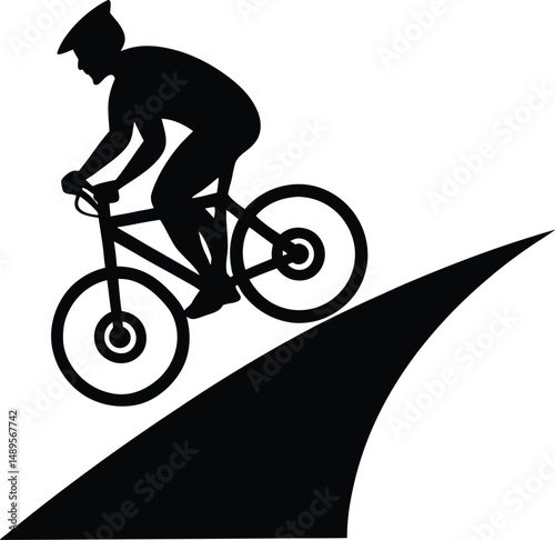 Silhouette of Cyclist Riding Uphill