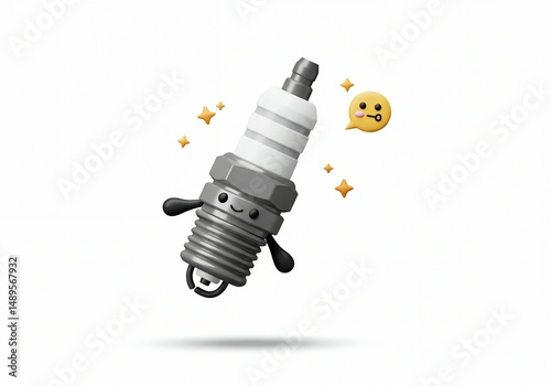 Cute 3D Spark Plug Illustration