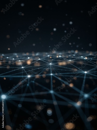 An image with glowing connections and bokeh dots.