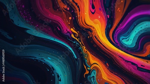 Liquid Abstract Pattern Neon Light Graphics Color