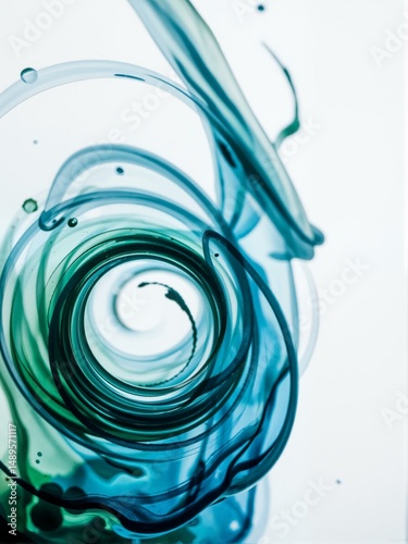 Blue and white spiral in liquid.