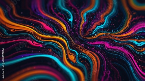 Liquid Abstract Pattern Neon Light Graphics Color