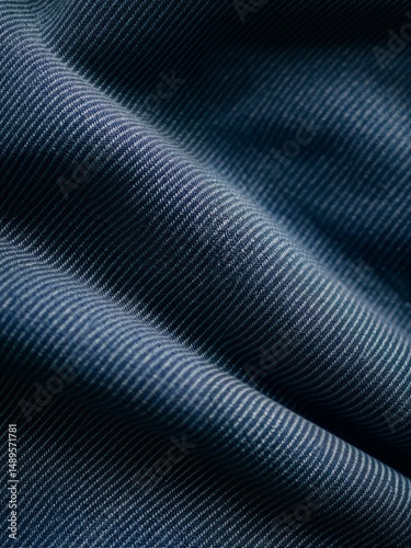 Blue fabric with stripes in close up.