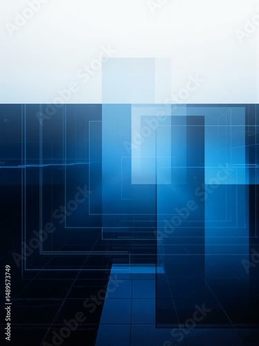 Blue tone abstract background with geometric patterns.