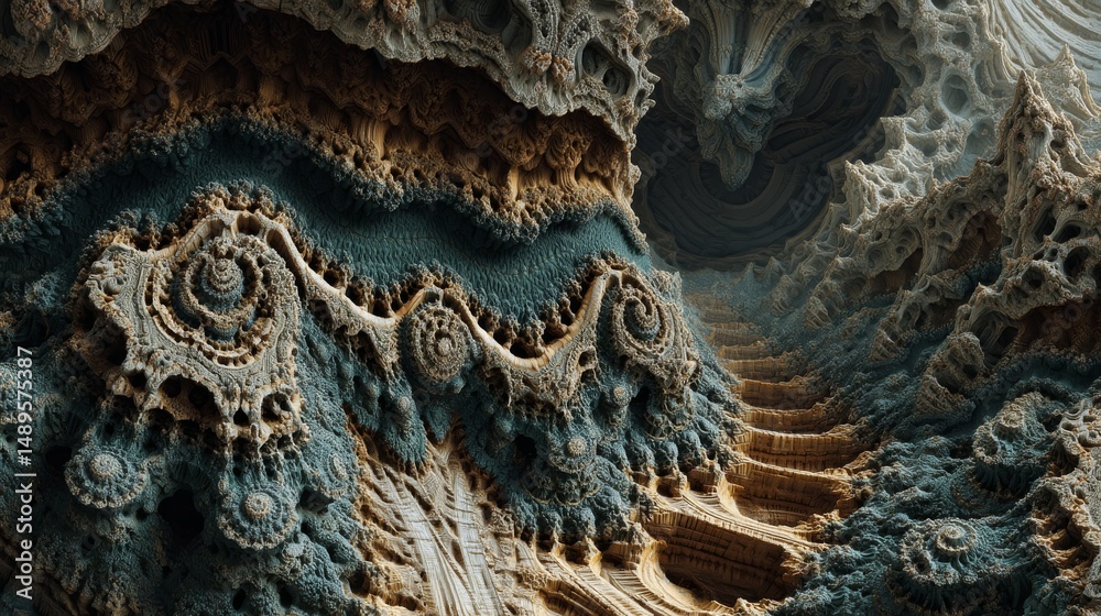 Fototapeta premium Abstract Fractal Cave Landscape