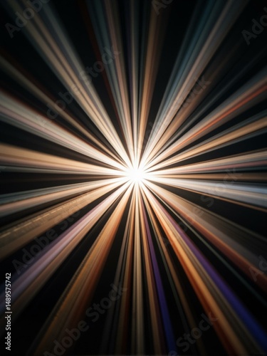 Bright and colorful light streaks shoot outward from the center.