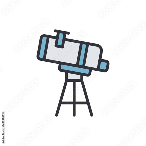 Telescope Illustration Representing Scientific Exploration And Discovery