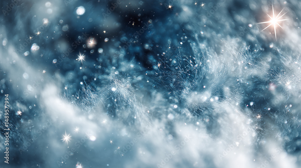 Obraz premium Winter wonderland background with snow and stars for christmas holiday season wallpaper background