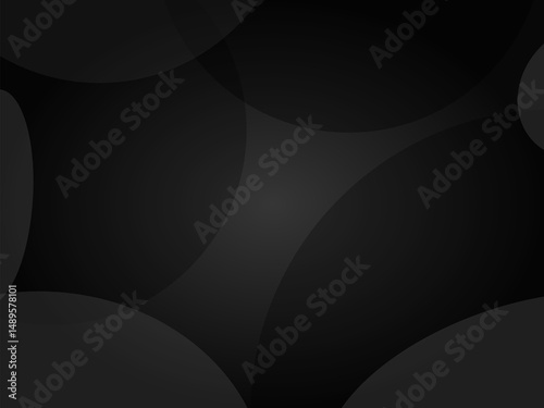 Modern professional black abstract vector background. Curves and shapes of circles, squares with elegance and simplicity. Used for banners, covers, posters, wallpapers