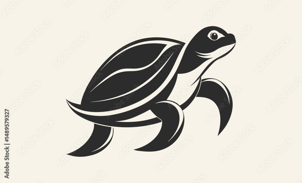 Fototapeta premium Turtle black silhouette, Turtle vector graphic, Animal shape illustration, turtle black silhouette isolated vector art Illustration with white background 