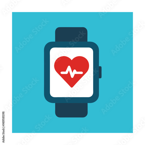 Fitness Smartwatch Icon with High Heart Rate Alert