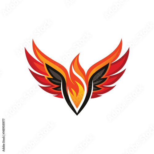 Flat and Minimal Fire wings logo vector illustration isolated on white background