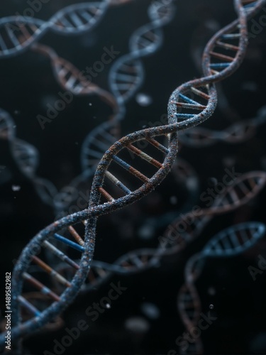 Dark blue and brown double helix DNA.