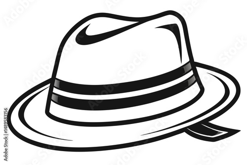 Classic Fedora Hat with Ribbon in Side View Vector