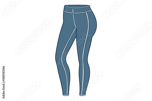 Sporty Leggings Vector with Seam and Fitness Details